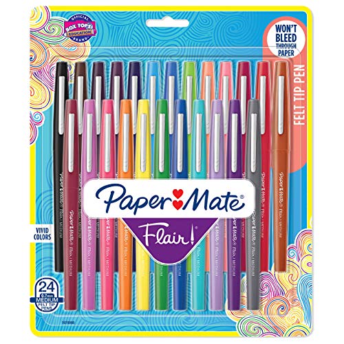 Paper Mate Canetas de ponta de feltro Flair, ponta média, sortidas, 24 unidades 1 61fr7XO33+L