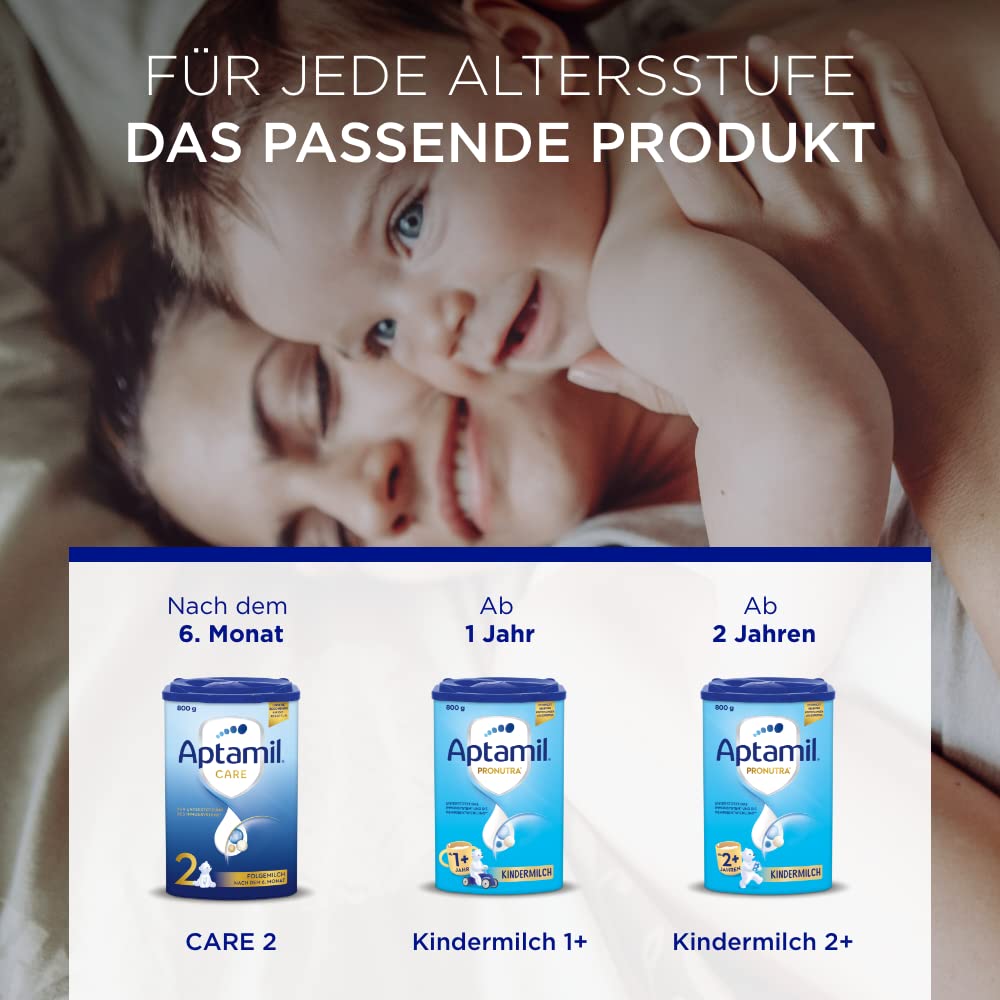 Aptamil Care 2 – Folgemilch nach dem 6. Monat, Mit Omega 3 & 6, DHA & ARA, Ohne Palmöl, Babynahrung, Milchpulver, 1x 800 g (Packung mit 6)