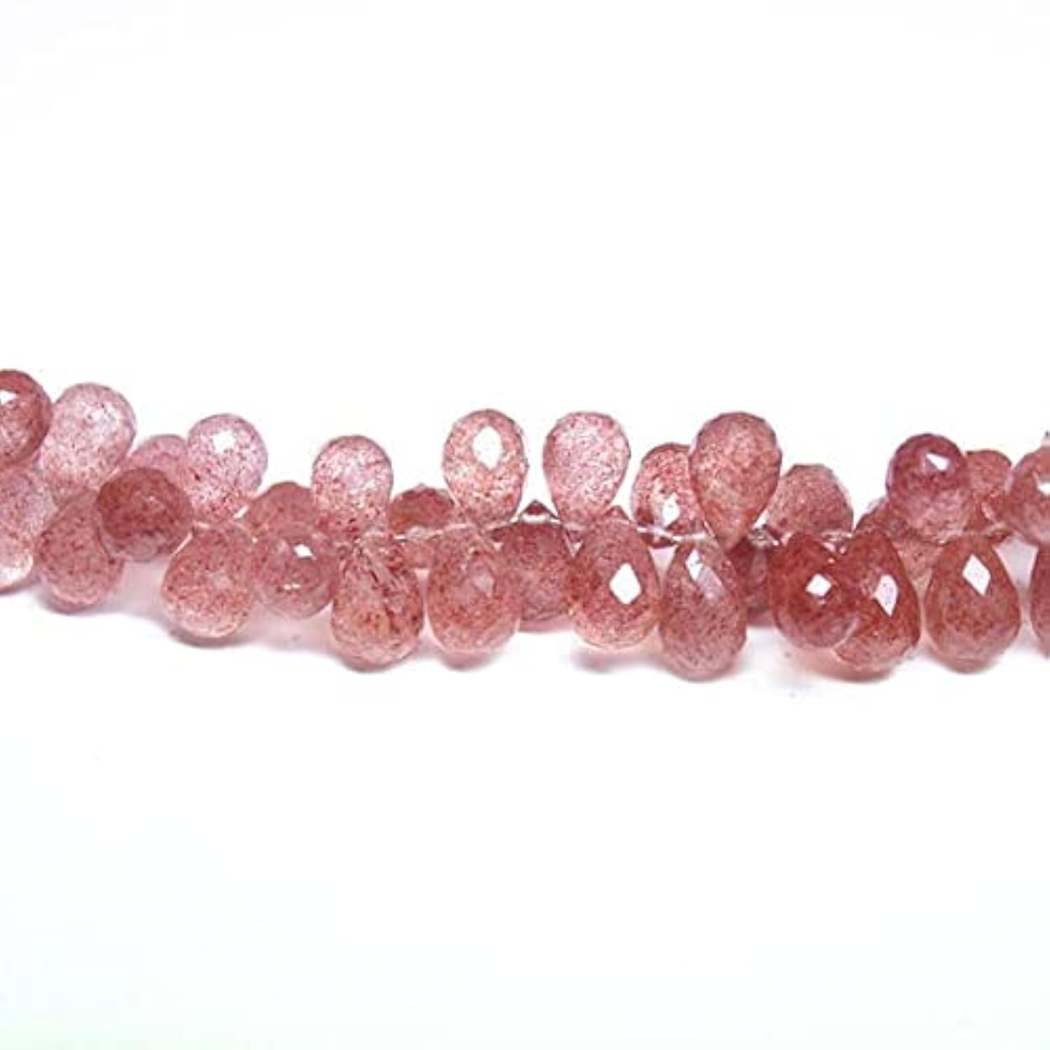 Quartz fraise perles facettées goutte briolette 11mm 13mm pour création bijoux DIY