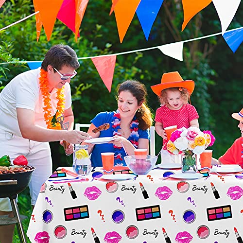 PHOGARY 2 Packs SPA Makeup Party Tablecovers, Cosmetics Makeup Theme Tablecloth, Disposable Plastic Rectangular Table Covers for Girls Spa Makeup Party Birthday Cocktail Party Decorations by PHOGARY - Image 5