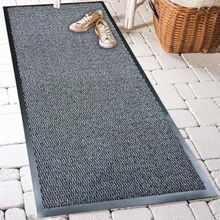 GULLAMBO Hallway Runner Grey Rug - Non Slip Runner Rug for Kitchen, Stair & Doorway - Washable Rubber Backed Carpet Runner - Durable Indoor Floor mats for Home, Kitchen Non Slip