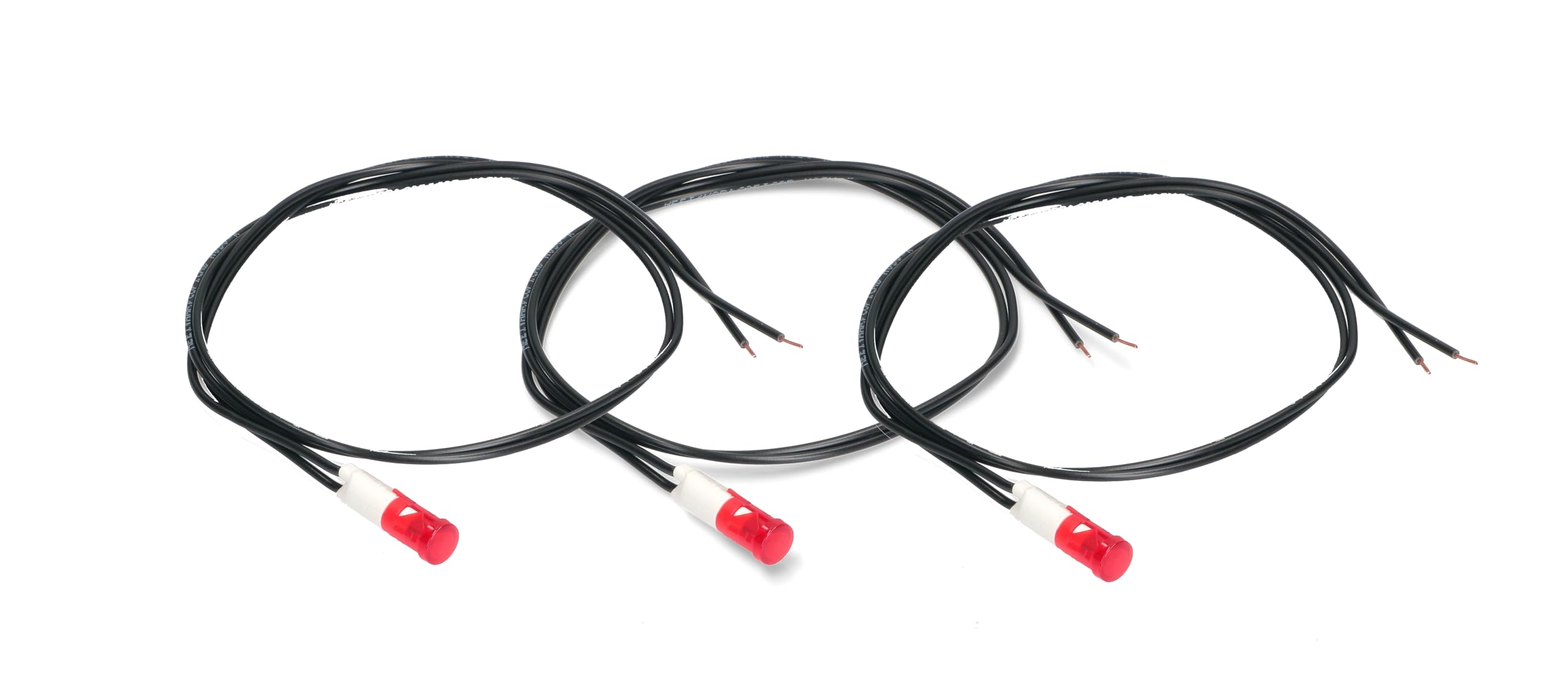 3 pz. spia luminosa rossa con cavi foro Ø8,5mm - Lunghezza cavi: 600mm - 250V T 90° per forno cucina scaldabagno boiler ecc.