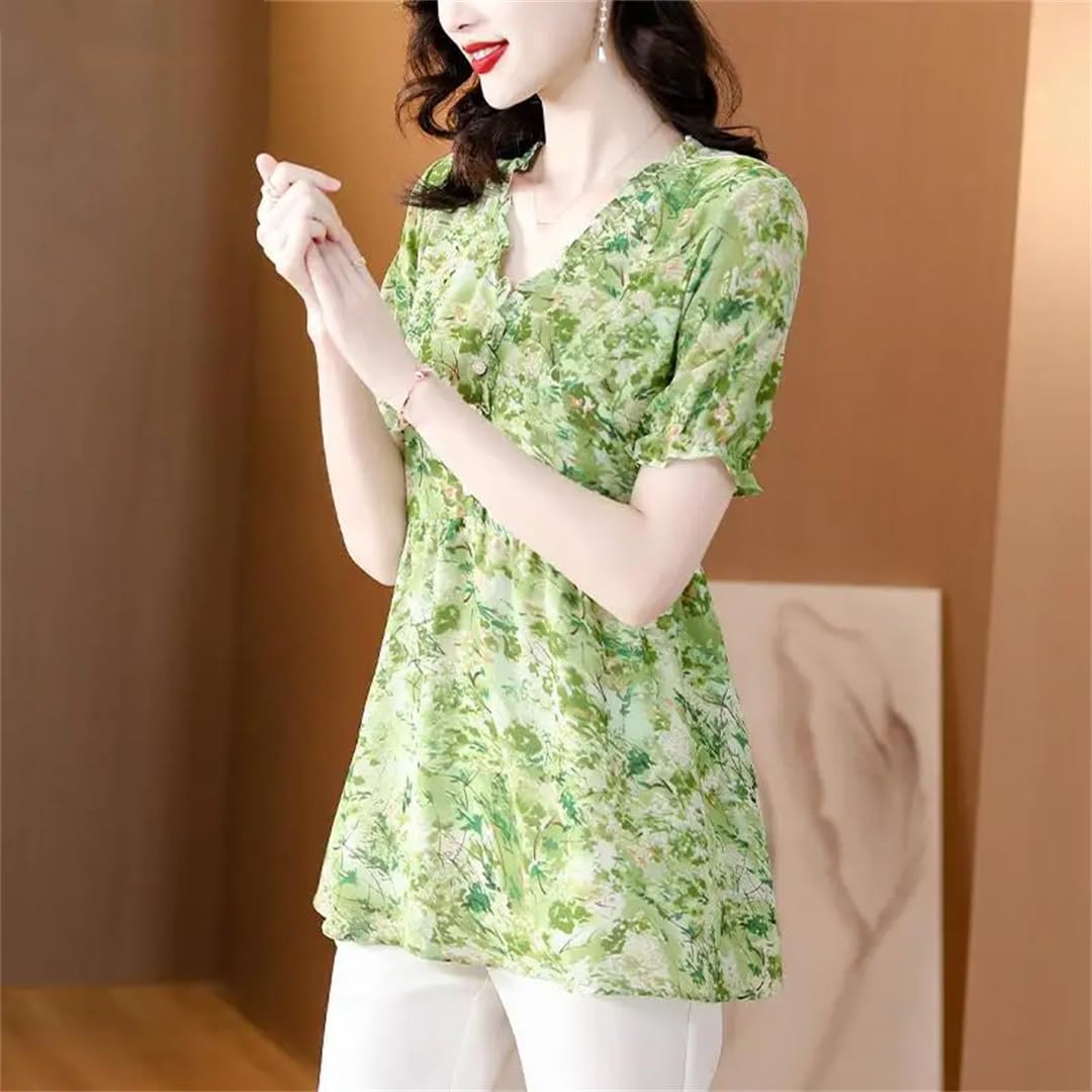Camicette da donna estive casual retrò floreale peplo camicette