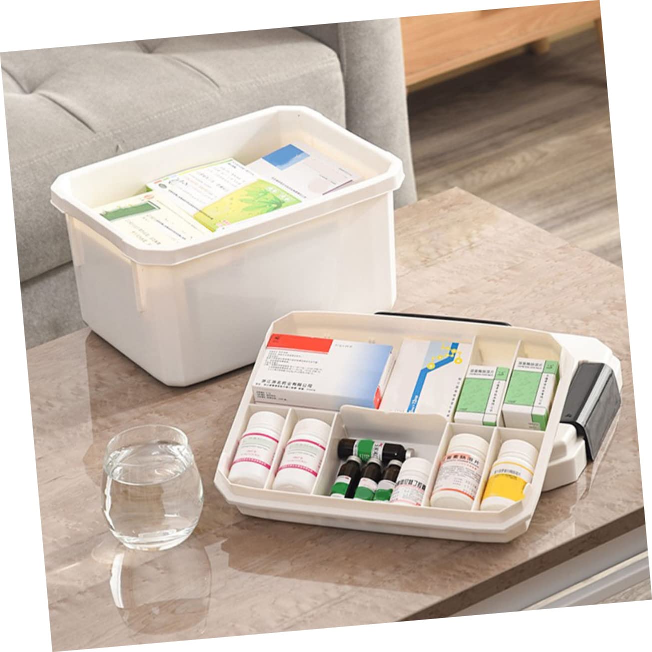 1pezzi Scatola Portatile Per Medicinali Capacità Con Maniglia Organizer Multiuso Per Casa e Ufficio Robusta e Durevole Perfetta Per Pronto Soccorso e Stoccaggio Medicinali
