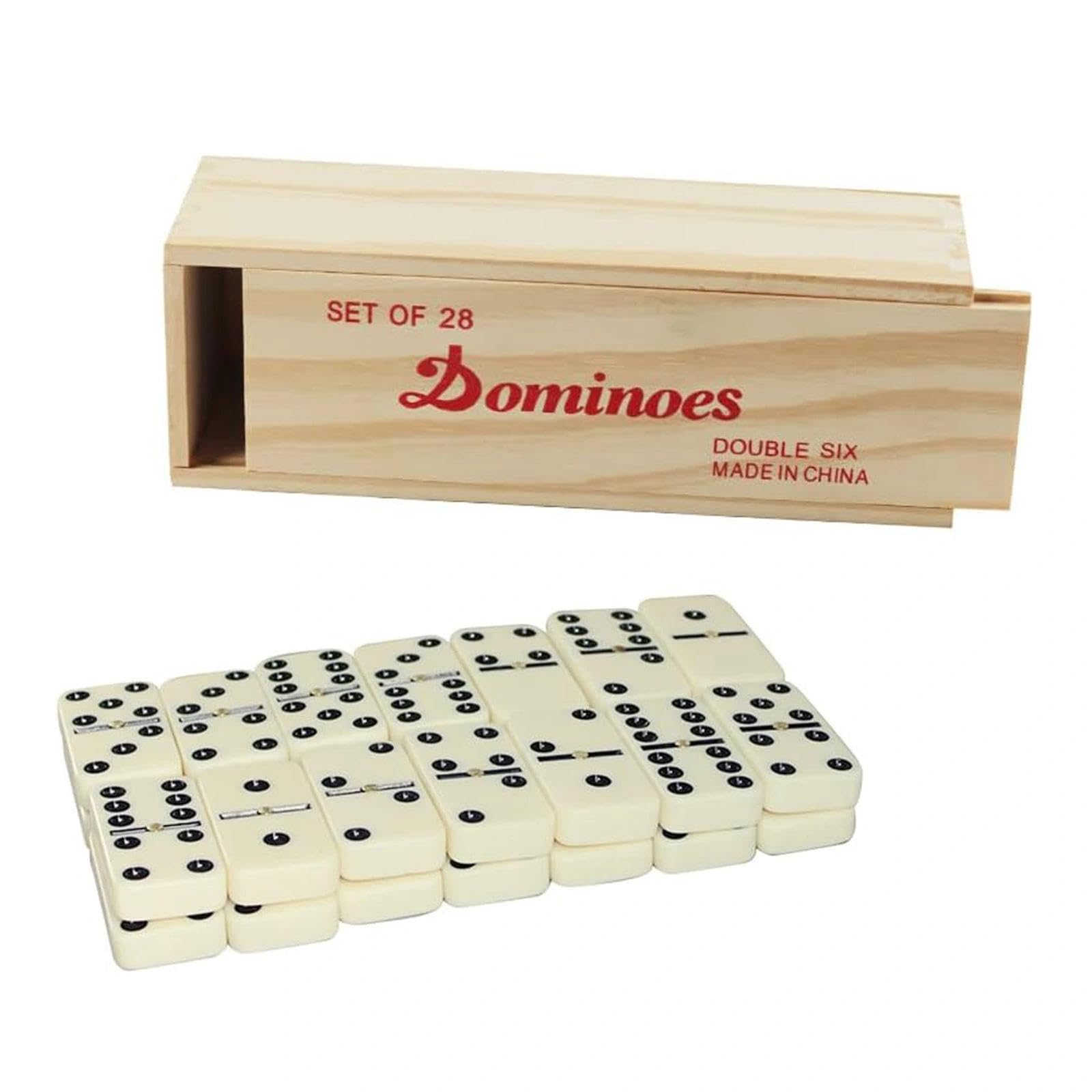 Rosemary Wooden Box Domino Set Double 6 Dominoes Set Of 28 Dominoes Game for Family Complete D6 Dominoes Set Traditional Games