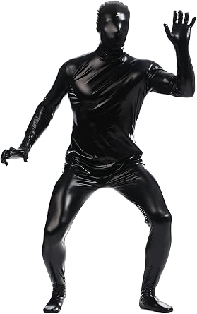 Aniler Mens and Women Metallic Shiny Zipper Zentai Stretchy Cosplay Full Bodysuit