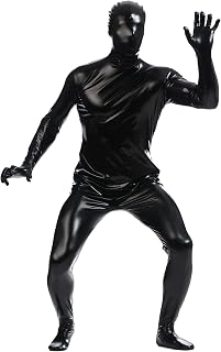 Aniler Men's and Women's Metallic Shiny Zipper Zentai Stretchy Costume Cosplay Full Bodysuit