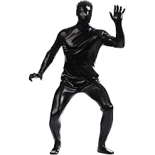 Aniler Mens and Womens Metallic Shiny Zipper Zentai Stretchy Costume Cosplay Full Bodysuit