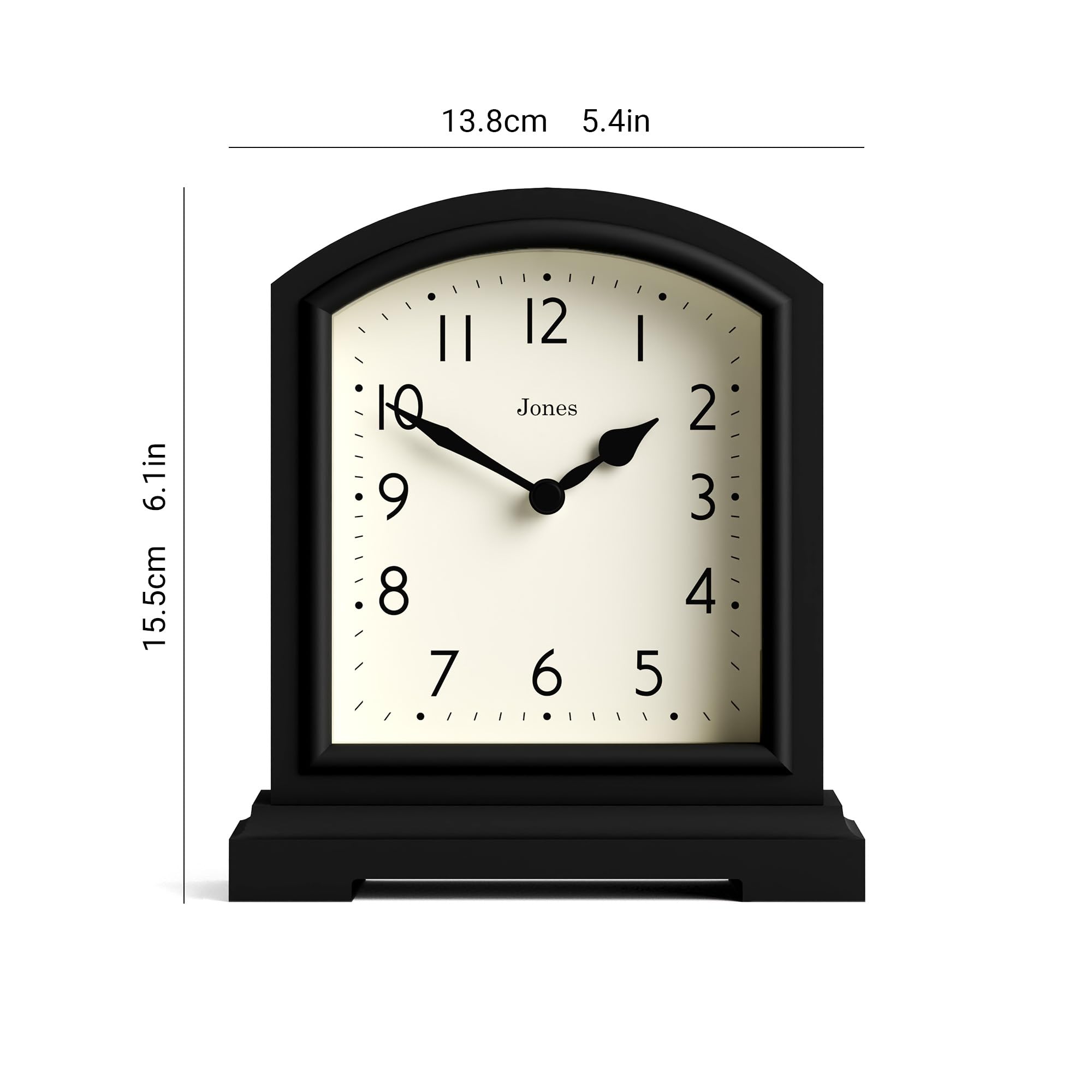 Jones Clocks® Tavern mantel clock, Black, 15.5 x 14 x 6 cm - Image 3