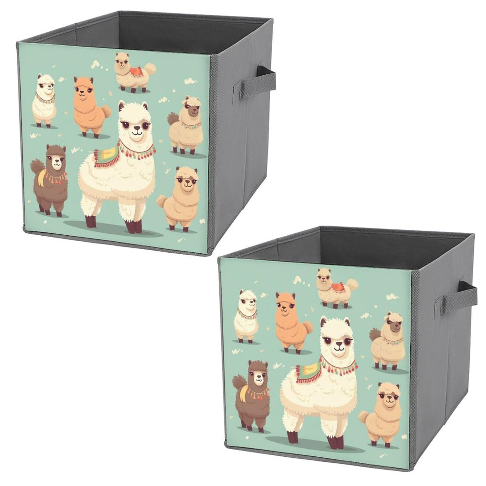NONHAI Collapsible Storage Bins with Dual Handles Fabric Storage Basket Foldable Cubes Organizer Baskets Alpacas Storage Boxes for Organizing Clothing Cube Storage Organizer Bins