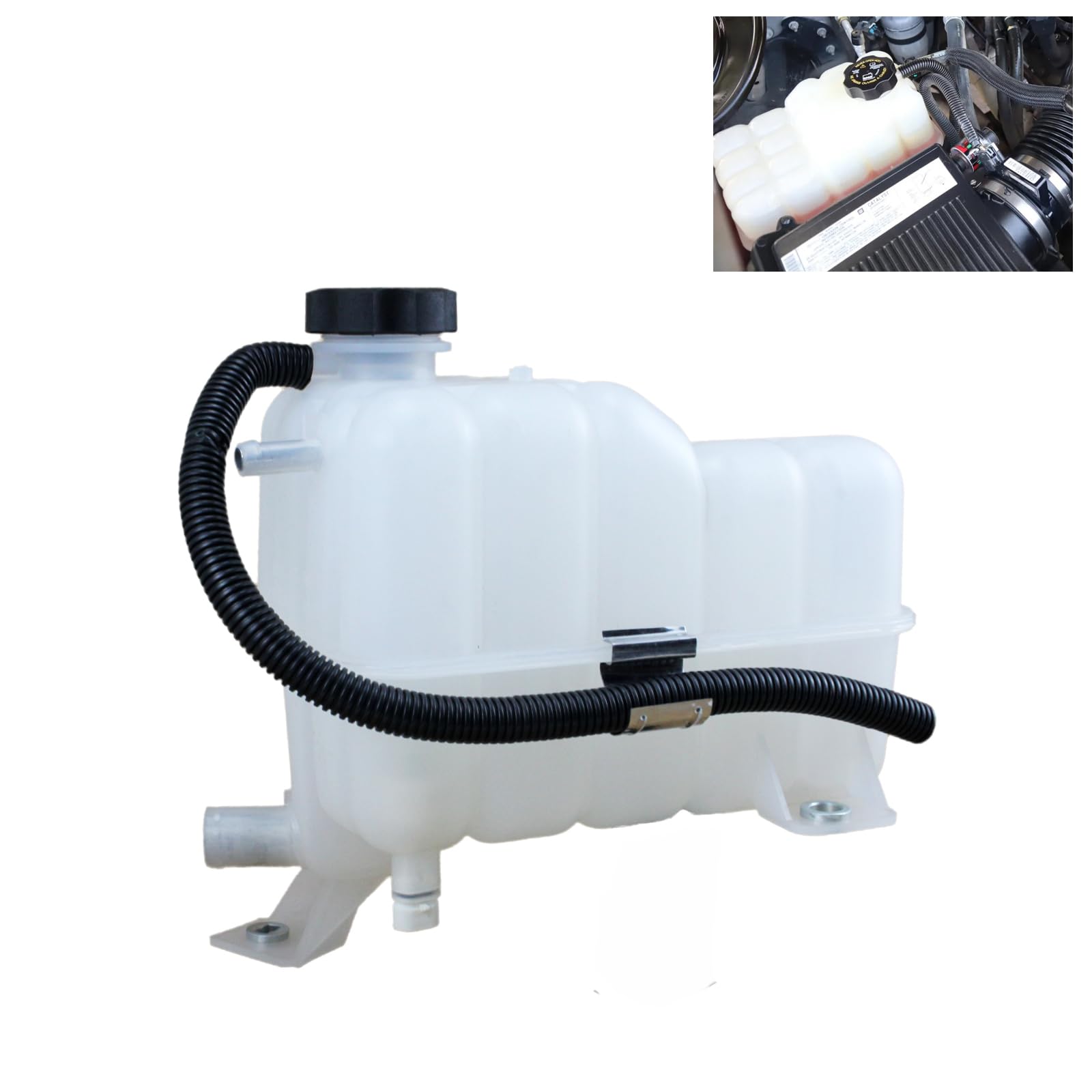 603-102 Front Engine Coolant Reservoir Tank Replacement w/Cap & Sensor, Compatible with 1999-2009 Cadillac Escalade | Chevrolet Avalanche Silverado Suburban Tahoe | GMC Sierra Yukon XL | Hummer H2