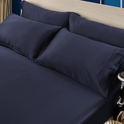 Miniatura 7 de LilySilk Juego de sábanas bajeras de seda de 3 piezas, 100% seda de morera grado 6A, 2 fundas de almohada de seda y 1 sábana bajera de seda,