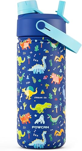 Miniatura 24 de POWCAN - Botella de agua con aislamiento de 18 onzas, con tapa de boquilla y pajilla 2 en 1, fría 24 horas, a prueba de fugas, apta para portavasos