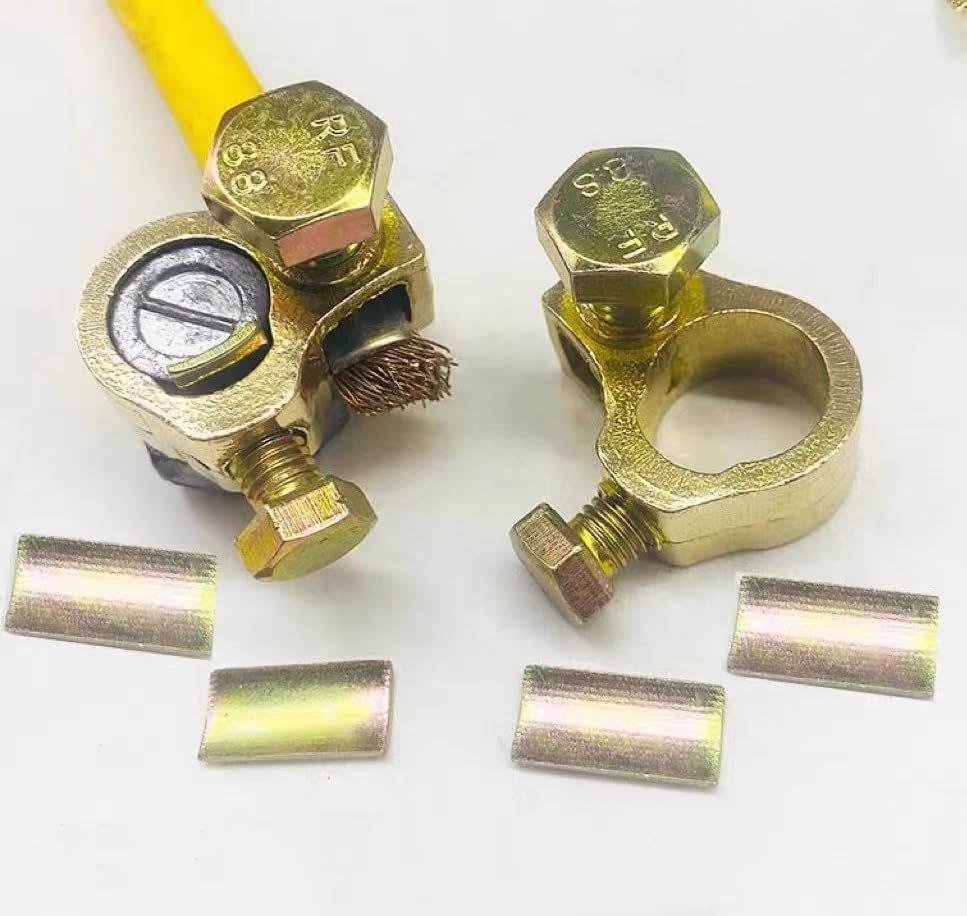 1 par de conectores de terminales de batería de cobre puro, conector de extremo de cable resistente compatible con automóviles, camionetas,