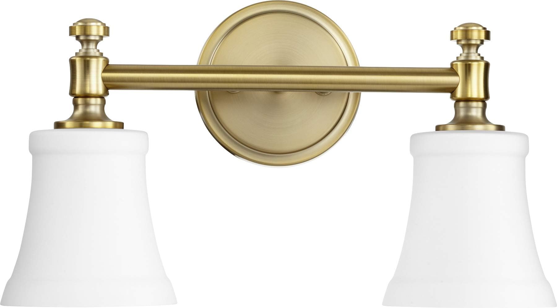 Quorum International5122-2-80 Transitional Two Light Vanity from Rossington Collection in Brass - Antique Finish,