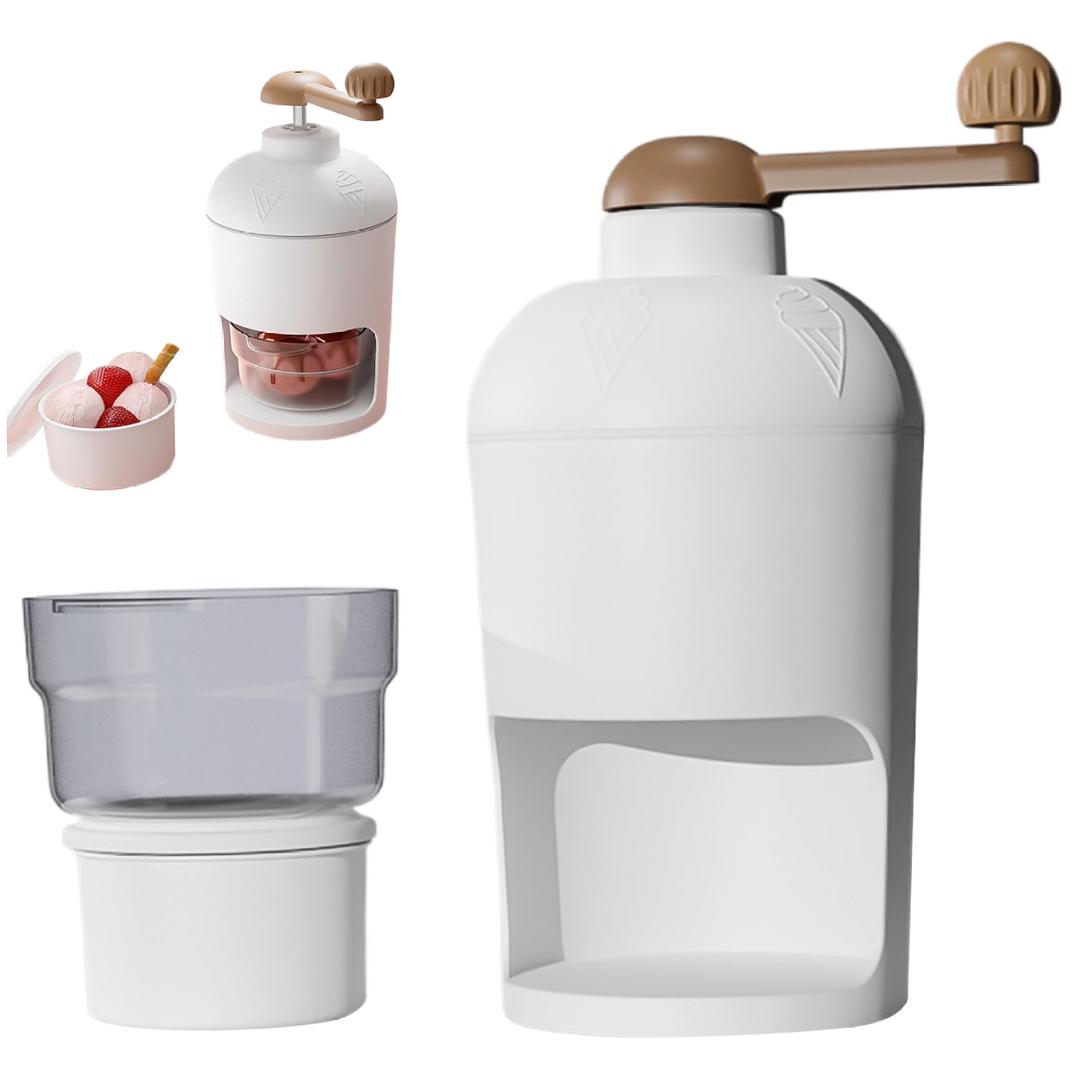 DAGLLGEW Shaved Ice Machine BPA Free Snow Cone Machine Portable Ice Crusher with Hand Crank Manual Snow Cone Maker with Cube Tray for Snowcones Cream ＆ Slushy