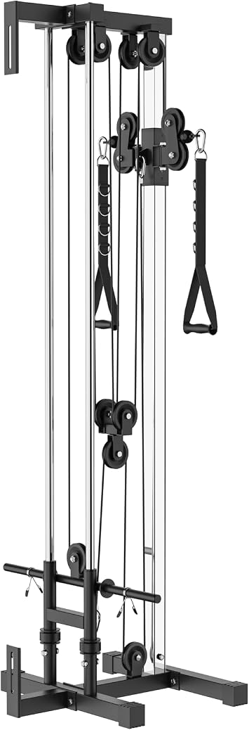 XS Sports Cable Pulley Crossover Machine - Home Gym Adjustable Dual Pulley wall mounted system, Functional Trainer