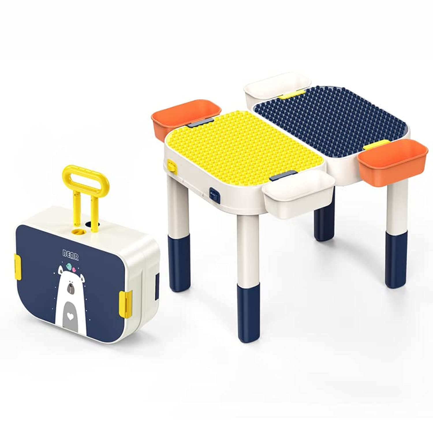 Lovely Baby 2 IN 1 Kids Multi-Functional Educational Building Block Table â€“ Kids Multi Activity Building Block Table with Children luggage kids sturdy table