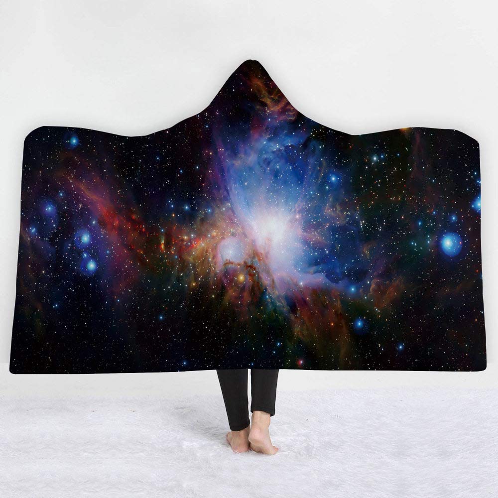 Couverture à capuchon ciel étoilé pour la pause déjeuner au bureau ou cocooning canapé