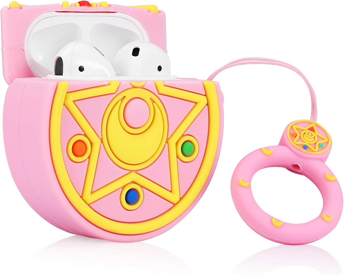 Joyleop Pink Star Case Compatible with Airpods 1/2, Cute Cartoon Fun Funny 3D Kids Girls Teens Cover, Cool Stylish Fashion Kawaii Soft Silicone Character Shockproof Airpod Skin Cases for Air pods 1&2