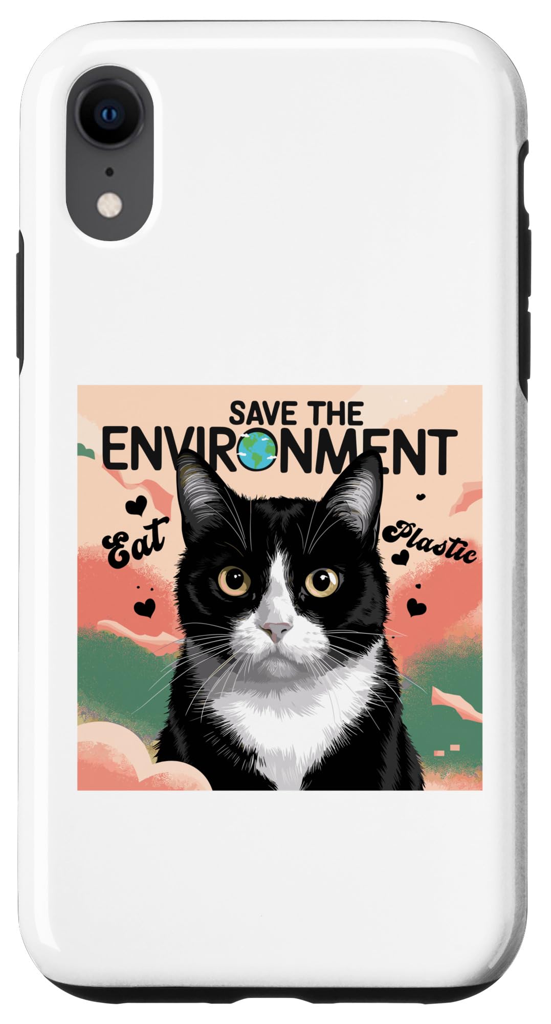 iPhone XR Help Save the Environment: Eat Plastic - A Cute Cat Meme Case