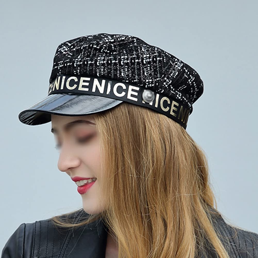 DongBao Sombrero de Violinista para Mujer Sombrero de Pescador Griego Gorra Newsie Gorra de Panadero de Cuero Gorra de Taxista Newsboy Gorra con Visera