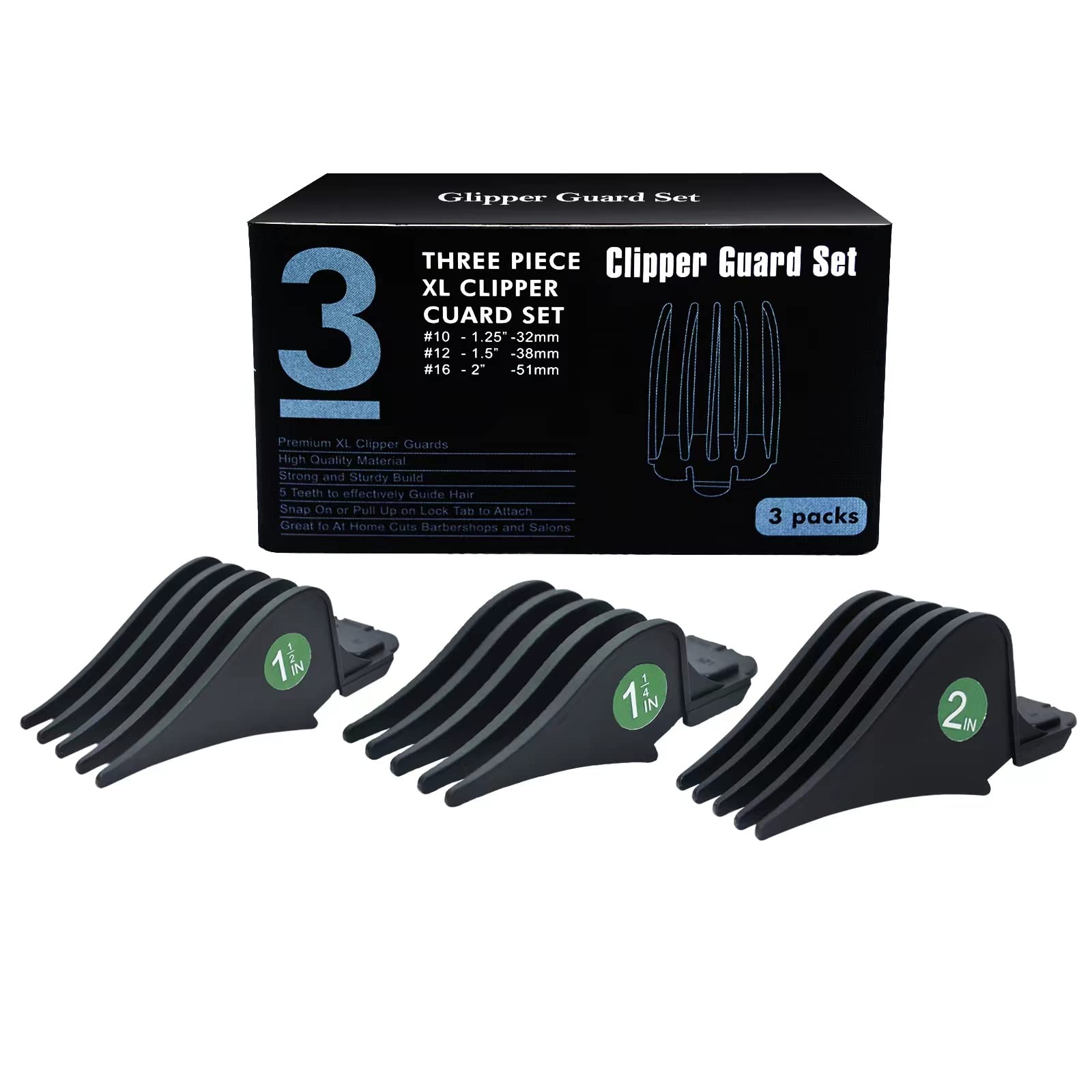 Professional Hair Clipper Combs Guides,1.25 in/1.5 in / 2 in cut lenght Hair Clipper Combs Guides Fits for most Wahl Clippers