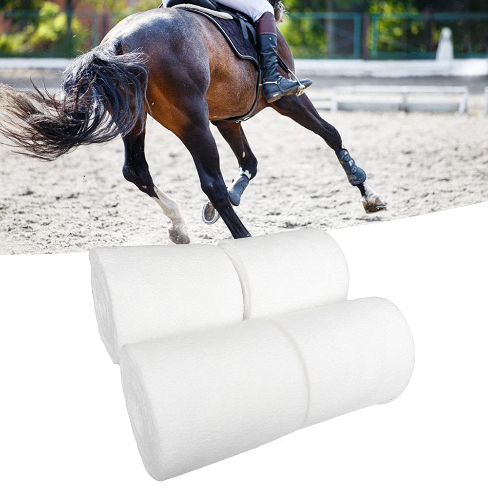Cyrank 4 Rollos De Vendas para Patas De Caballo, Vendas Profesionales Gruesas De Felpa Suave Vendas para Patas Ecuestres Vendas De Felpa Protección para Botas De Caballo Soporte para Equipo Ecuestre