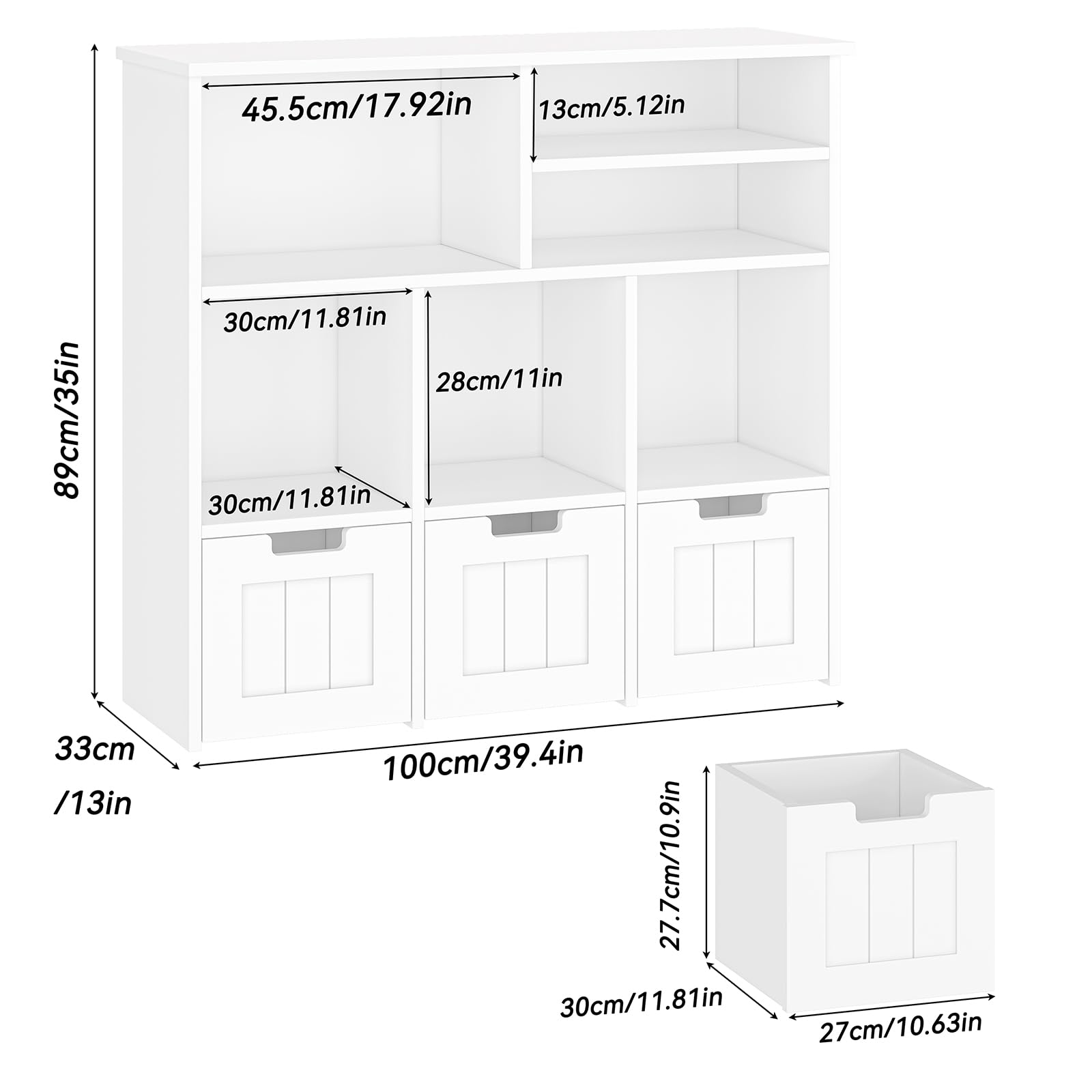 Kinderregal Mit Boxen Auf Rollen Und 6 Offenen Fächern, Kinderzimmer Möbel, Spielzeugregl, Aufbewahrungregal, Bücherregal Für Kinder, Kinderschrank, 100 x 33 x 89 cm