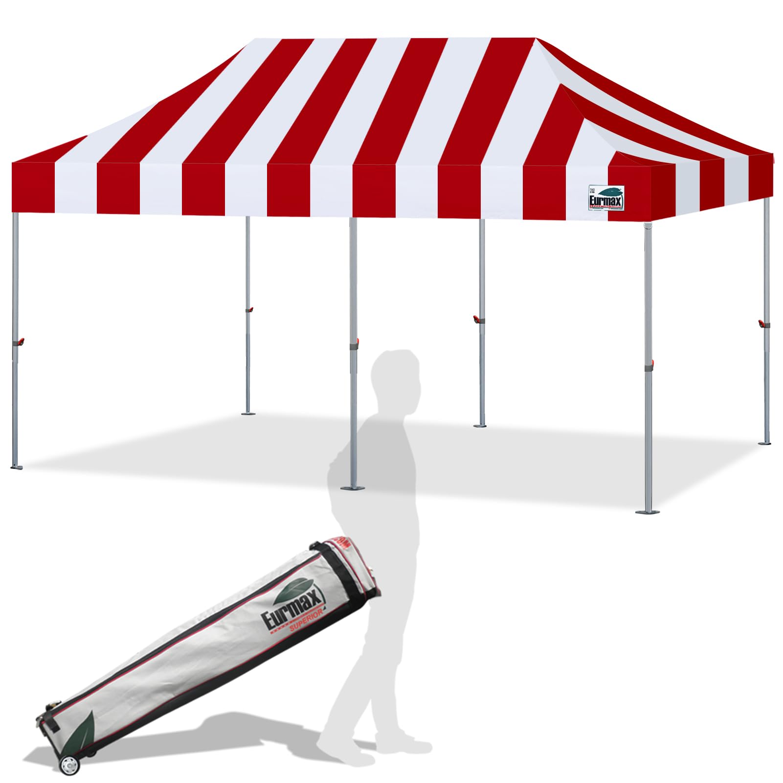 Eurmax USA Superior 10'x20' Pop-up Canopy, Stripe Red