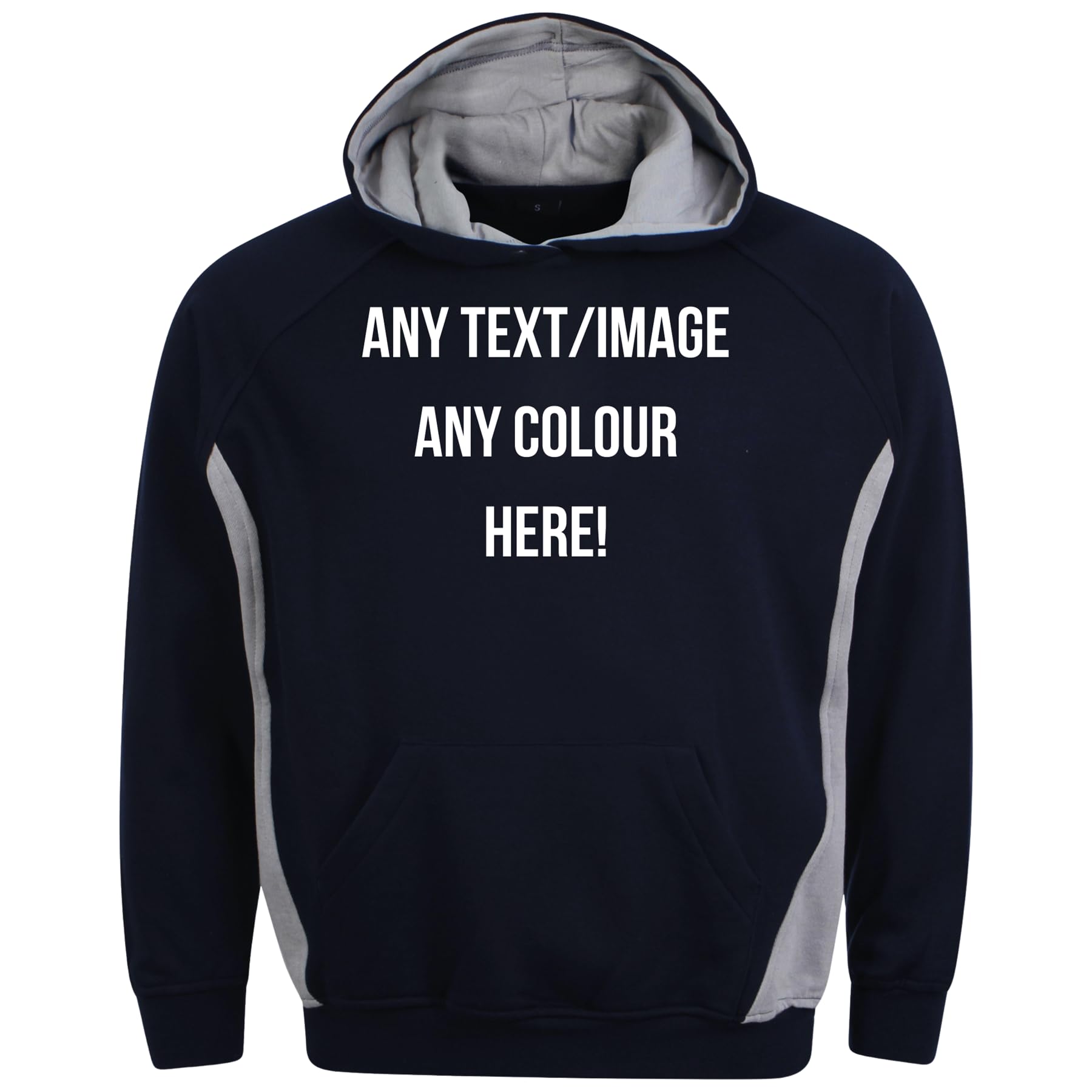 Style It Up Men's Navy-Silver Personalised Unisex Hooded Pullover Plain Soft Fleece Hoodie (, 9-10Y)