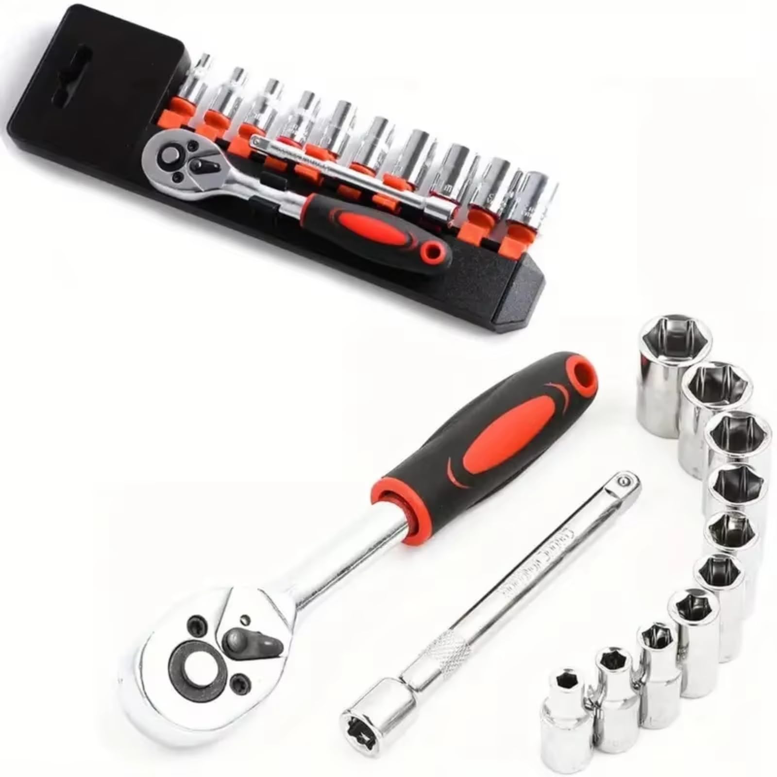 Set attrezzi da officina Set Di Strumenti Riparazione Automatica Da 12 Pezzi 1/4 Set Completo Per Cassetta Degli Attrezzi Chiave A Bussola Combinata Strumento A Cricchetto E Custodia