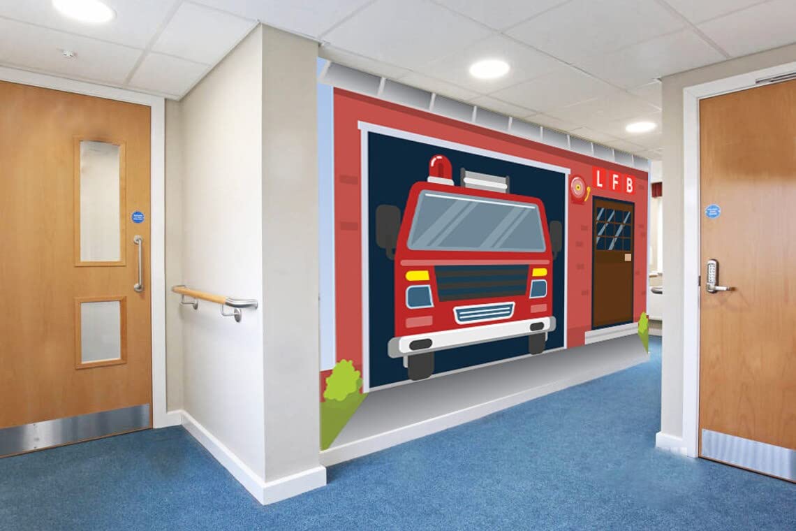 Sunny Graphics Print Fire Station Fire Brigade Fire Fighter Dementia Alzheimer Friendly Photo Wallpaper Mural Senior Care Home Decoration Poster Memory Recover