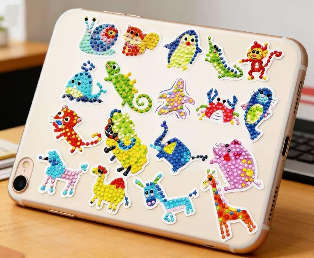 FONYANE Diamond Art Kits for Kids & Girls & Boys,Animal Stickers Jewelry Kits,Craft Kit for Kids Ages 4,5,6,7,8,9,10, Arts and Crafts Activity,Gem Art Kits Best Gifts for Grils Boy Birthday Party Toy image 4