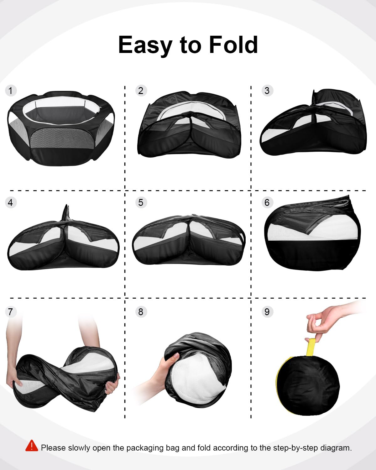 MAIKEHIGH Parc pour Petits Animaux, Tente Cage Portable Pliable vec Fermeture Glissière Couvercle for Guinea Pig, Rabbits, Hamster, Chinchillas and Hedgehogs (Noir)