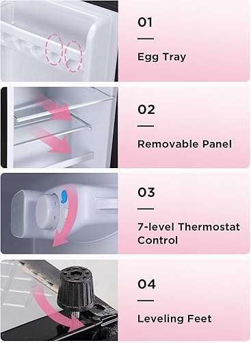 Miniatura 6 de Refrigerador compacto de 3.5 pies cúbicos con congelador, mini refrigerador de 2 puertas, termostato ajustable, para dormitorio, oficina,