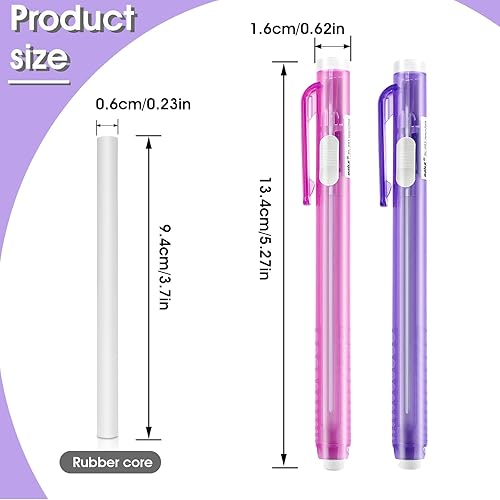 Miniatura 2 de Borradores estilo bolígrafo, 2 bolígrafos de borrador mecánicos retráctiles con 6 recambios de borrador de repuesto, borradores mecánicos,