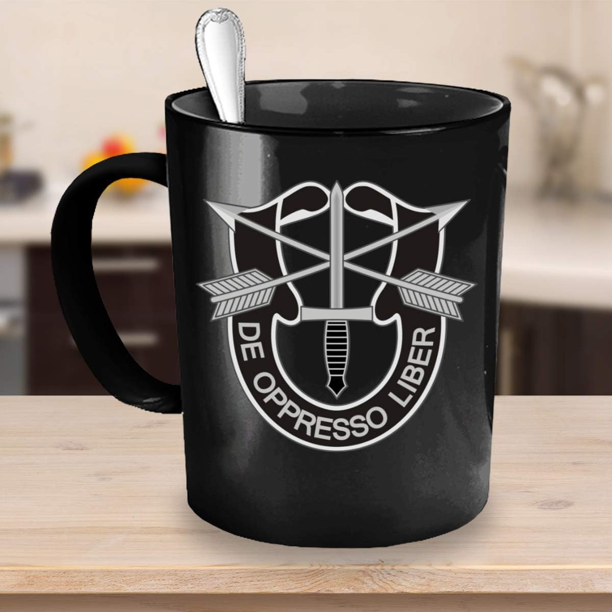 Special Forces De Oppresso Liber Army Coffee Mug (Black, 15oz) - Image 4