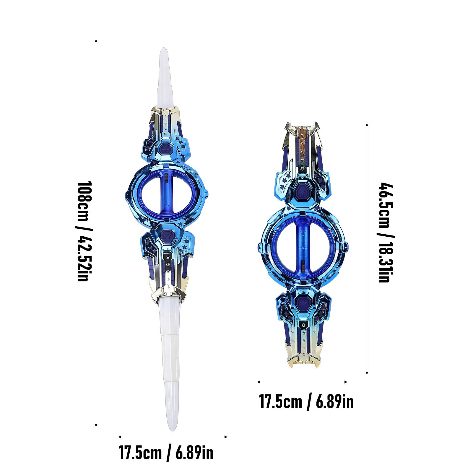 Jouet épée Rétractable, Sabre Rotatif à Double Tranchant avec Lumières LED Colorées, pour Enfants, Cadeau d'anniversaire, Jeux D'intérieur et D'extérieur (Blue)