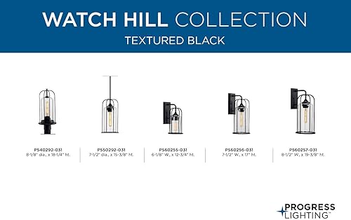 Miniatura 10 de Watch Hill Collection - Farol de pared grande con textura de cristal transparente negro con textura de 1 luz para casa de campo