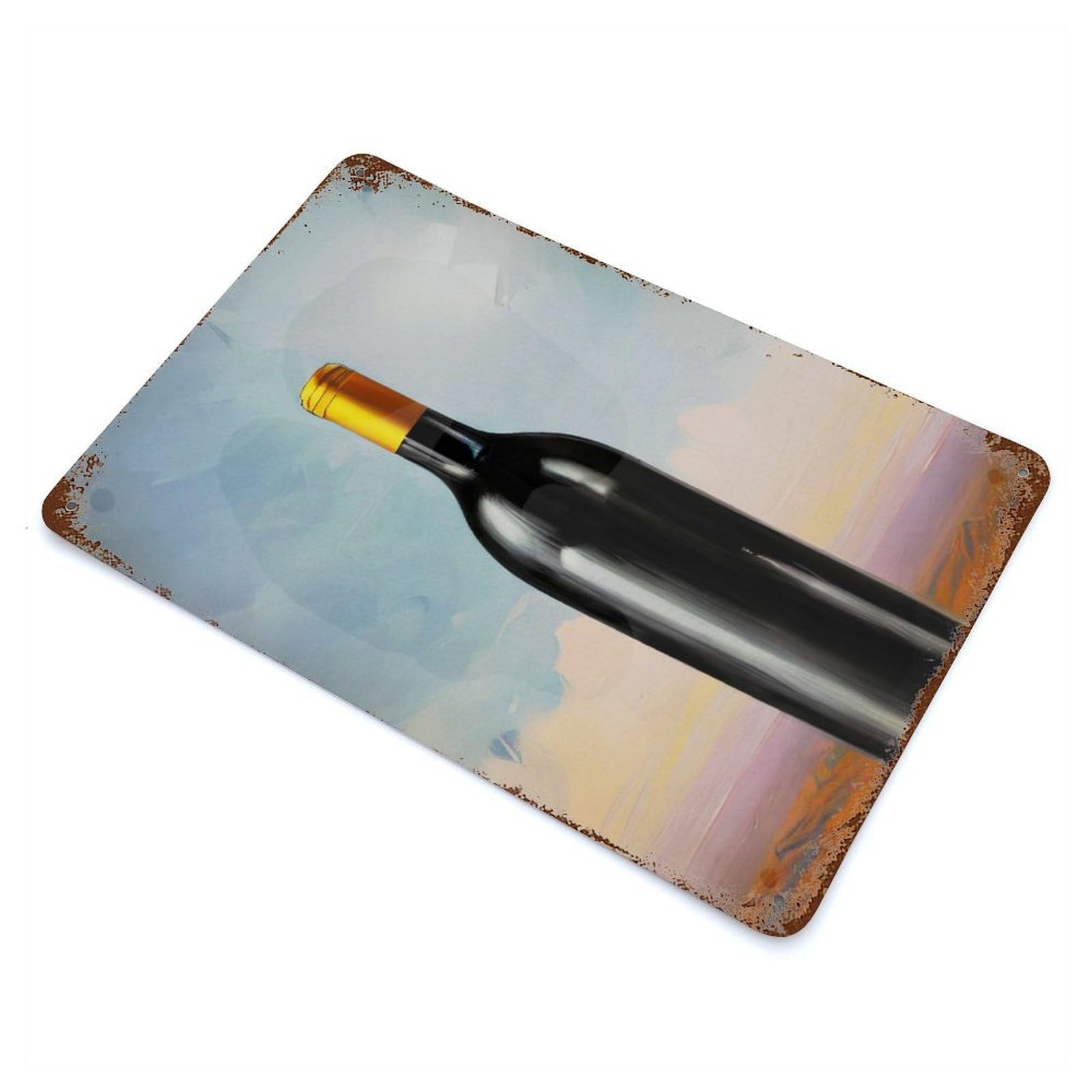 Retro Metal Sign with Bottle Scape Design 11.8"x7.9", for Office, Studio And Wall Decor, Retro Wall Decor