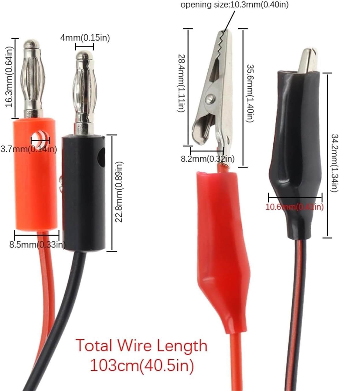 4mm Injection Banana to Shrouded Copper Electrical Clamp Alligator Clip Test Cable Leads 1M for Testing Probe