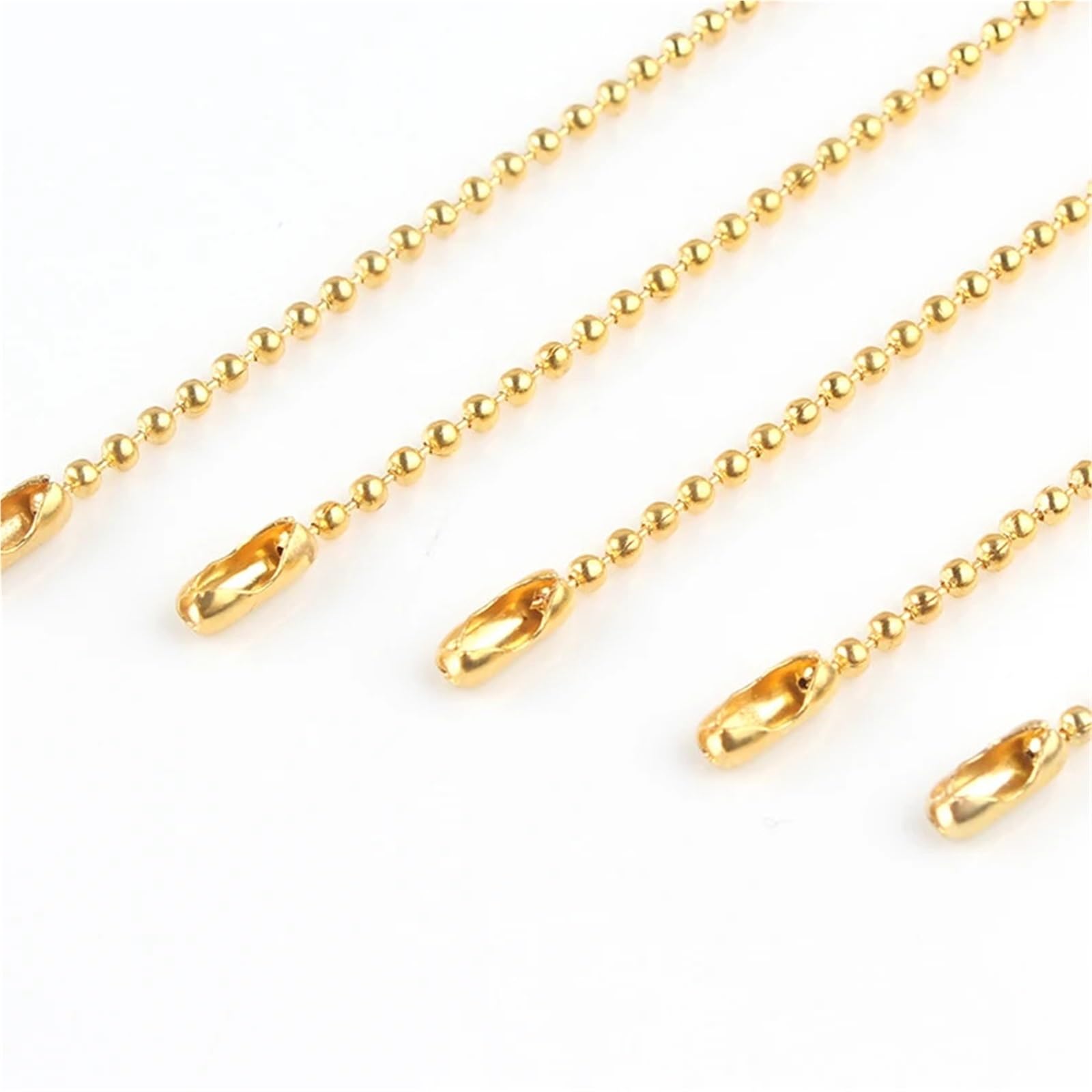 Łańcuszek kulkowy 100 szt. Metalowe łańcuszki do zawieszania na naszyjnik DIY Elementy do wyrobu biżuterii 1,5 mm koraliki Łańcuszek kulkowy(Gold)