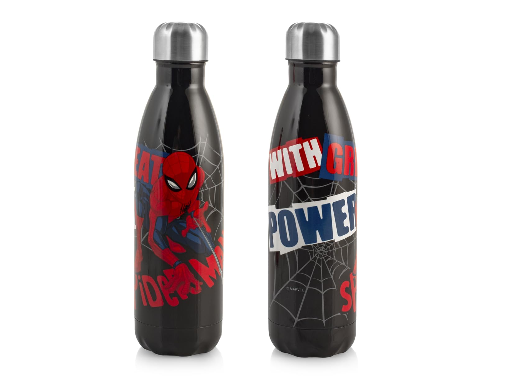 H&H Spiderman Black Marvel Stainless Steel Thermos 0.5L