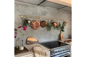 Boho Brass Wall Mounted Kitchen Rack: Utensils, Pots & Mugs at Your Fingertips