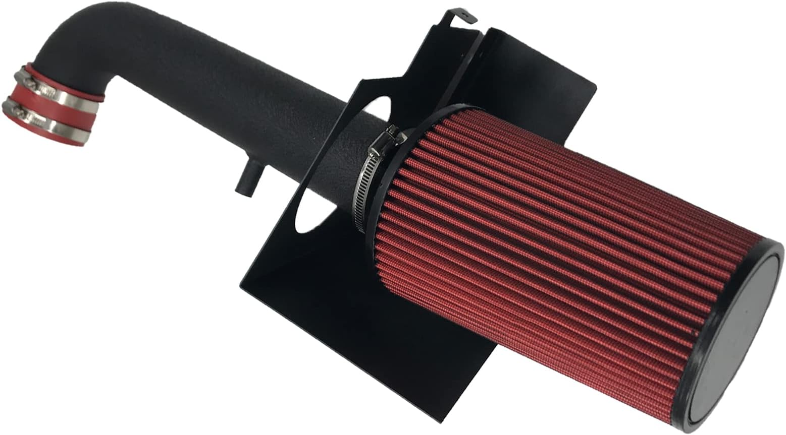 3-Inch Cold Air Intake Kit with Heat Shield + Filter Compatible for Jeep Wrangler 2012-2017 Wrangler JK 2018 3.6L V6 (Black Tube & Red Filter)