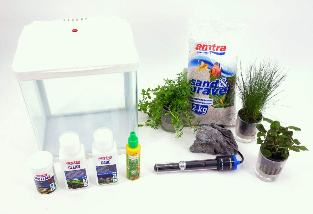 AquaOne Hr-230 weiß inklusive Dekoration Nano Aquarium Komplettaquarium Filteranlage Nanoaquarium Set Filter Beleuchtung