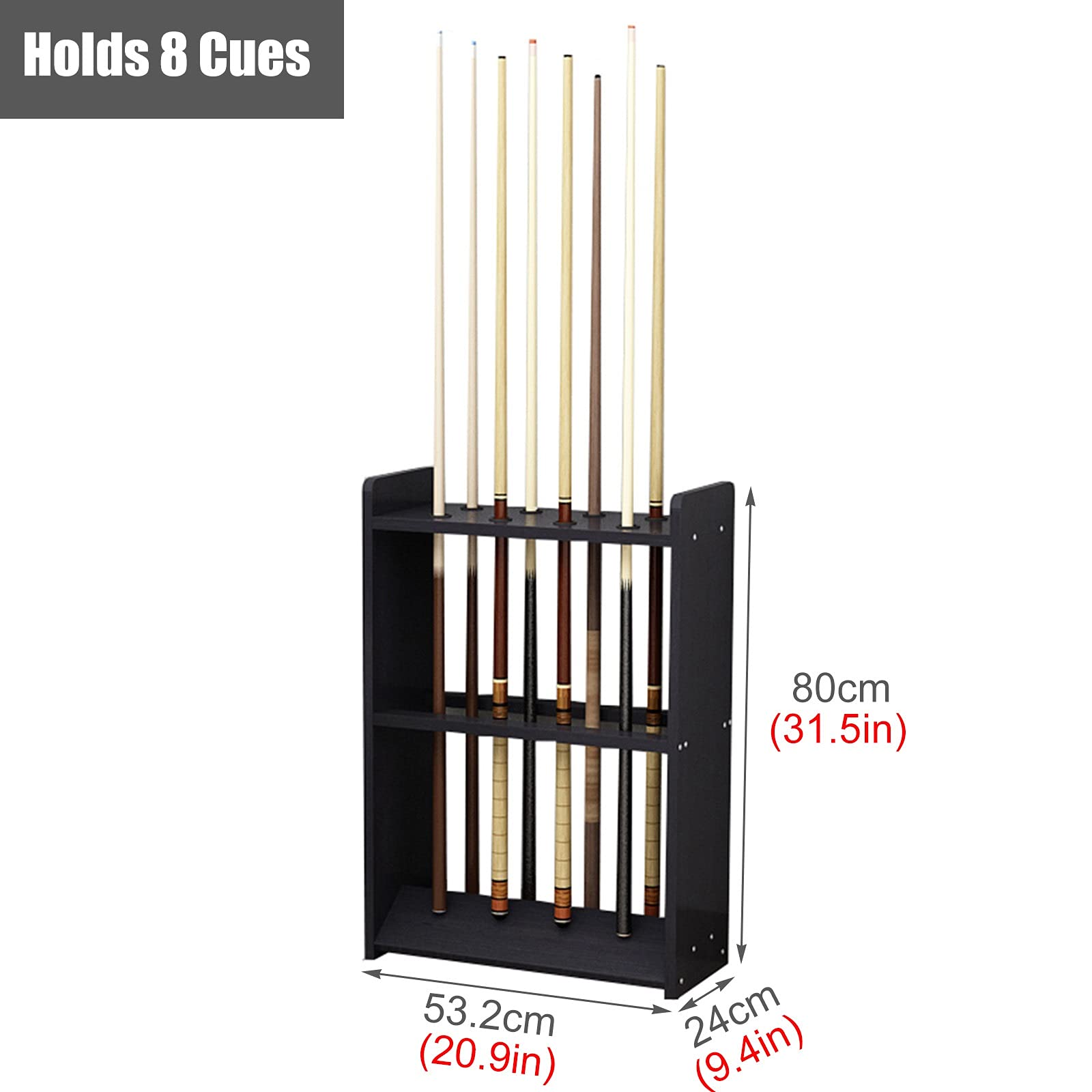 Support moderne de queue de billard, support de sol, support en bois pour clubs de golf/queues de billard, organisateur de rangement pour queues de billard, grande capacité pour la maison/billard