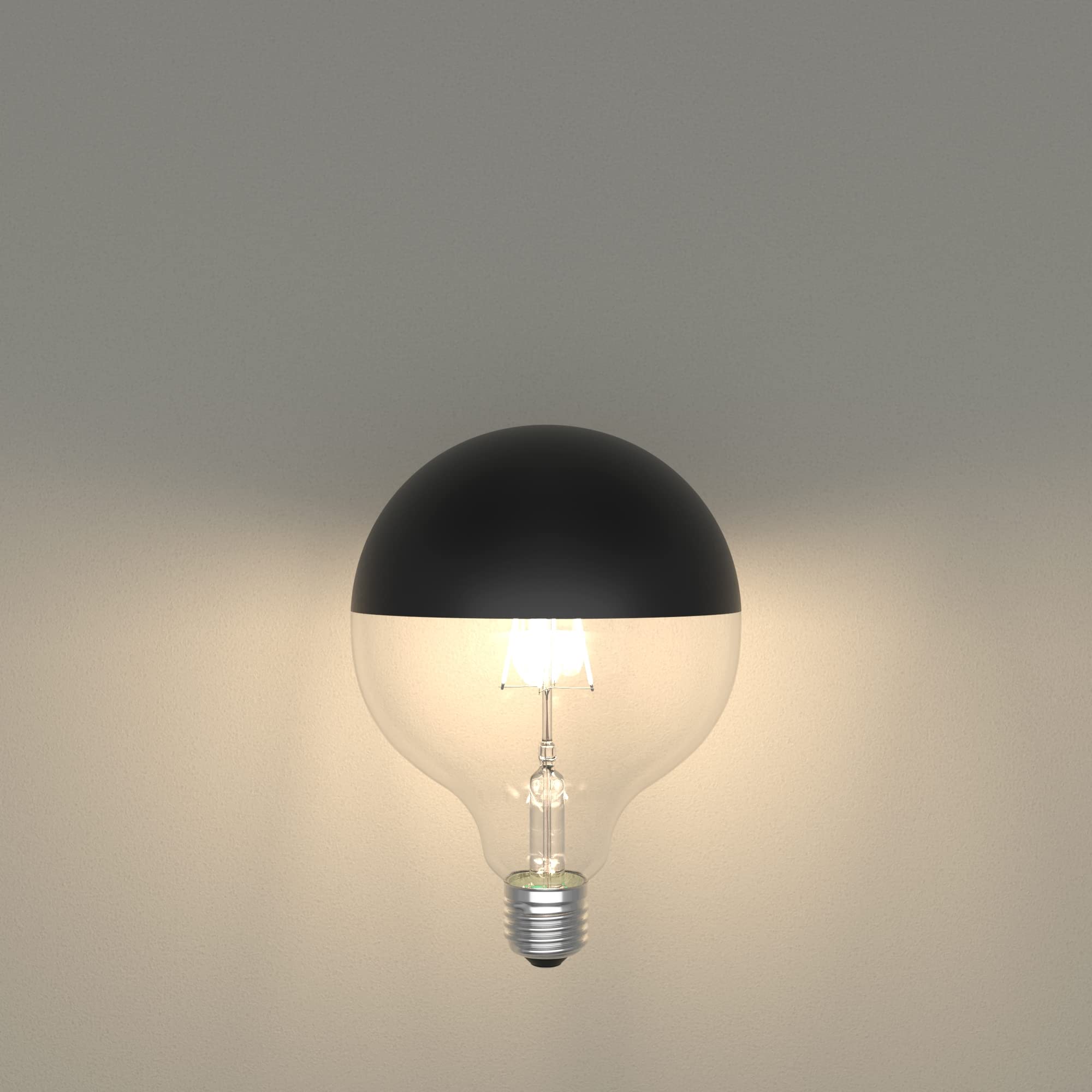 ledscom.de 4 bombillas LED E27, G125, blanco cálido (2700 K), 6,7 W, 660 lm, espejo de cabeza (negro)