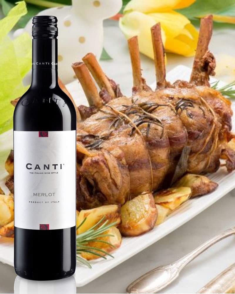 Canti - Merlot Vin Rouge Italien Sec, Saveur Équilibrée avec un Goût Fruité Rond, 6x750 ml
